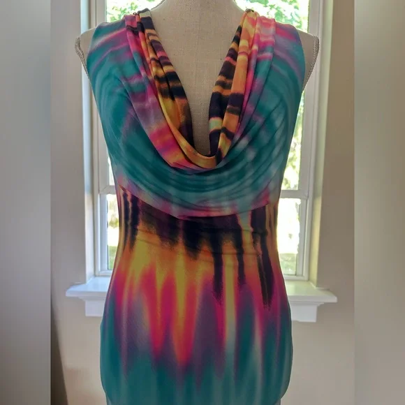 Fashion Nova Cowl Neck Tie Dye Midi Dress Sz.Medium NWT💗 - Picture 2 of 4